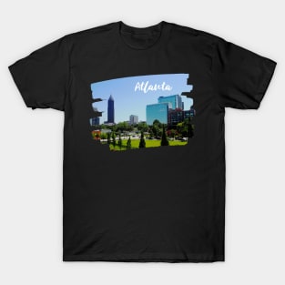 Cool photography of Atlanta Georgia skyline blue sky USA city break T-Shirt